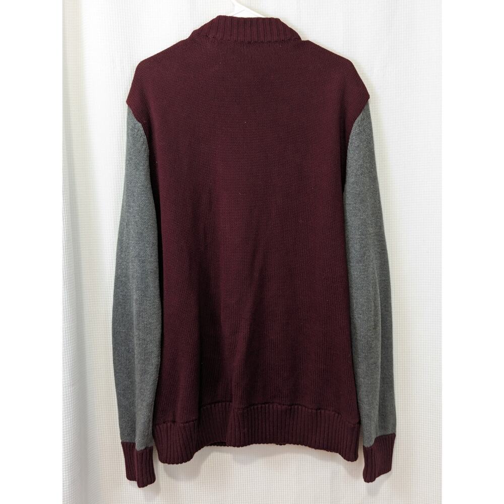 MOSSIMO! BURGUNDY RED & DOVE GRAY VARSITY CARDIGAN SWEATER! SZ XL - Picture 8 of 9